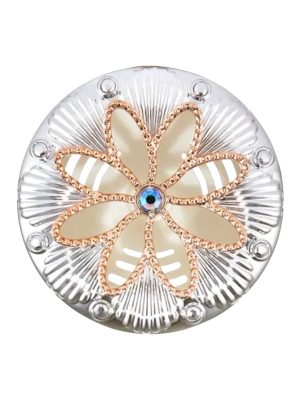 Bath & Body Works Silver Shell With Gold Flower Vent Car Clip Fragrance Holder